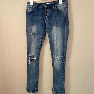 Size 3/25 KanCan distressed button-fly jeans